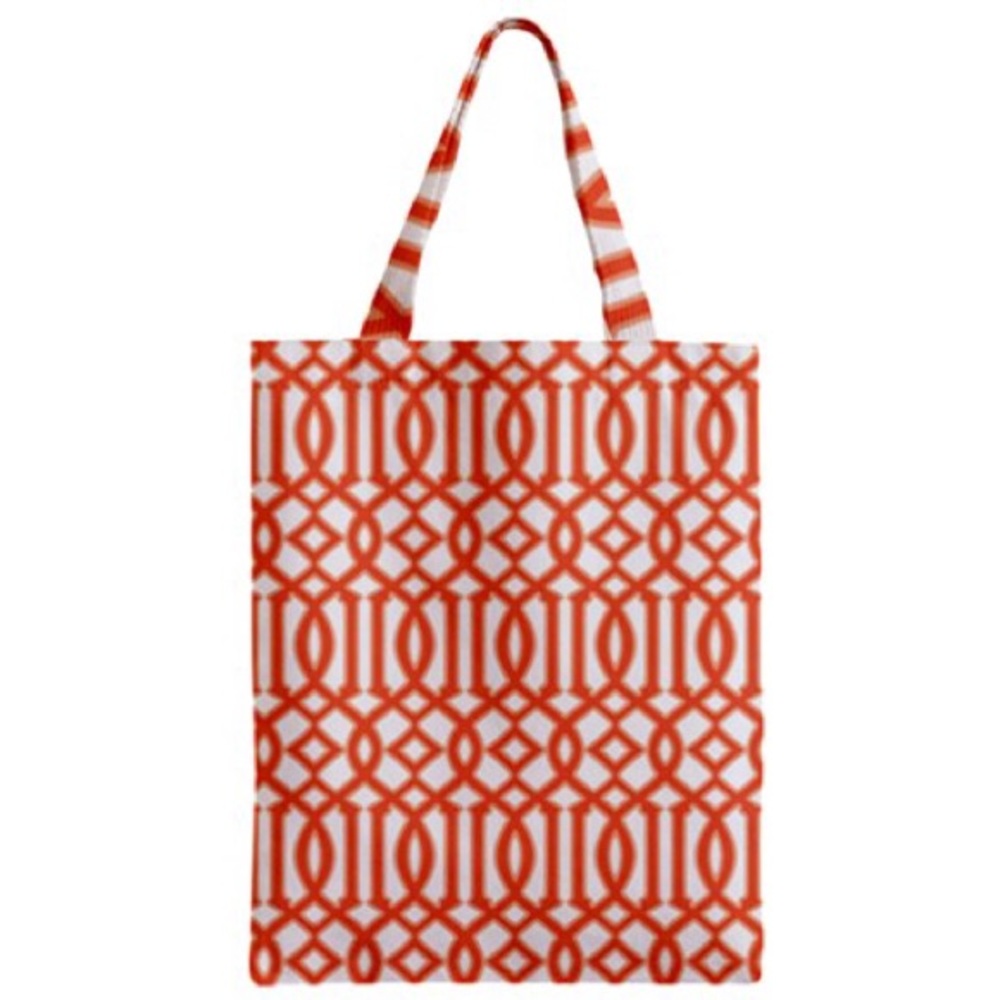 NWT Printed Tote Bag Orange Geometric Designer